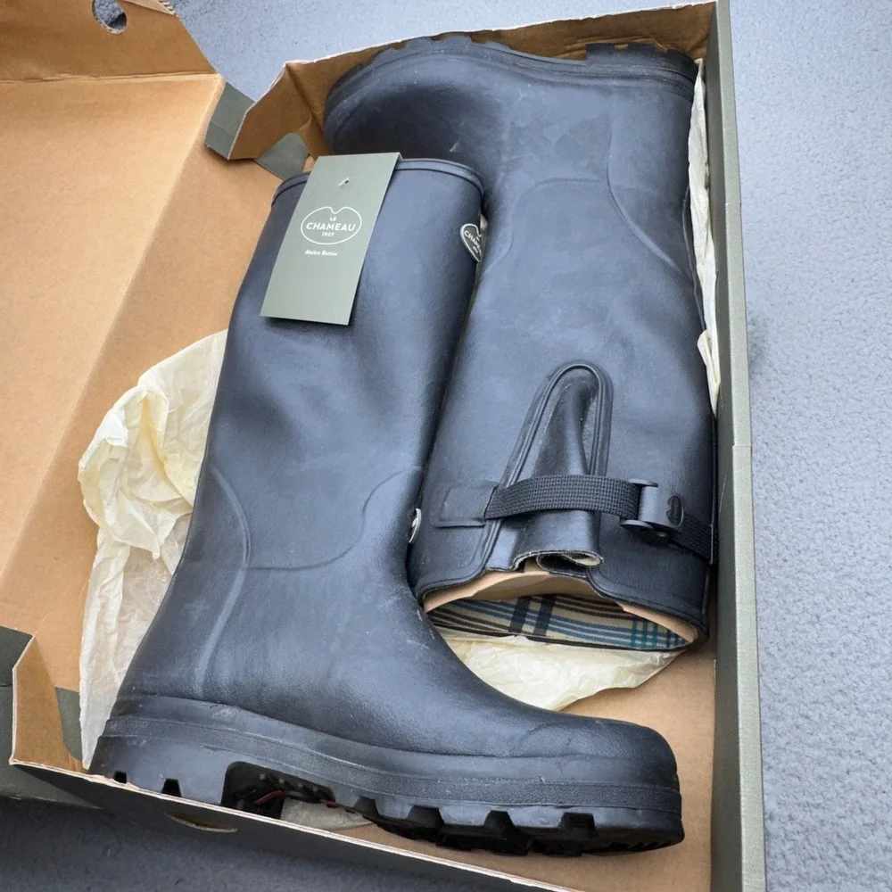 Le Chameau Vierzon M Boots Mens 11.5 Black Rubber Waterproof Rain Wellington
